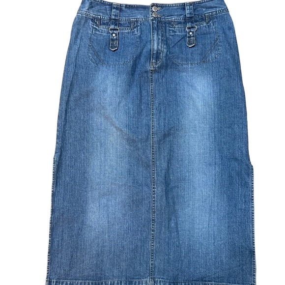 Vintage Faded Glory Midi Denim Skort Size:14 90s/Y2k - Picture 1 of 4